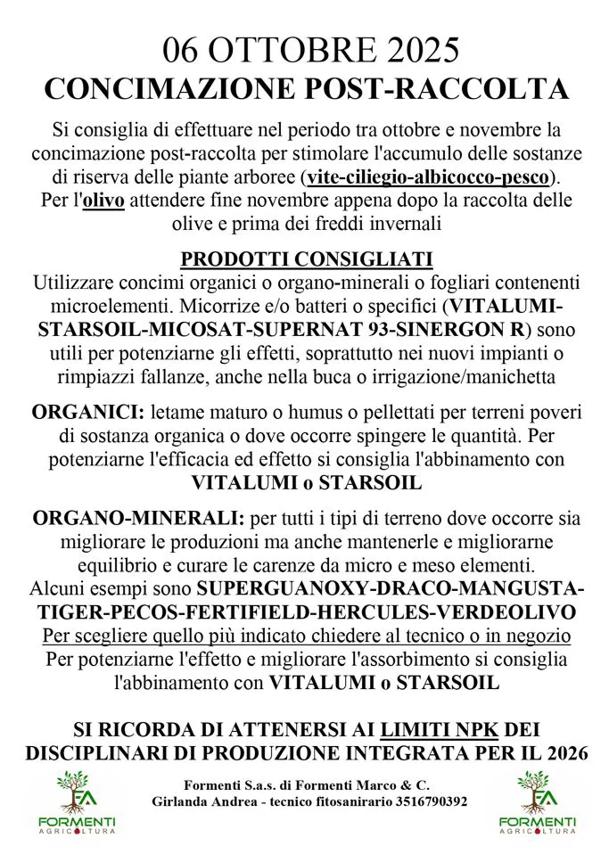 Concimazione autunnale